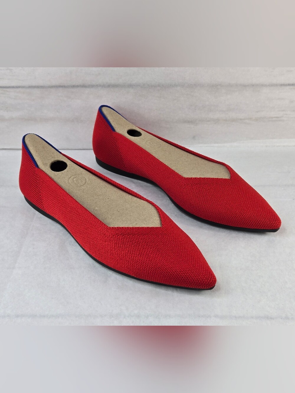 Rothy's Ballet Flats Pointed Toe Knit Bright Red Women's Size 8 Business Casual